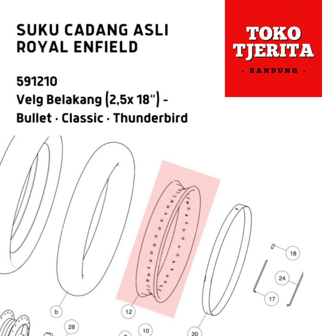 Velg Belakang 2,5 x 18" H 40 Classic 591210 - Royal Enfield ASLI