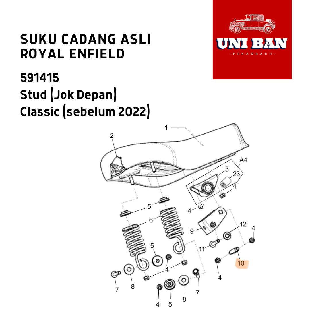 Stud (1 Buah) Jok Depan Classic 591415 - Royal Enfield ASLI