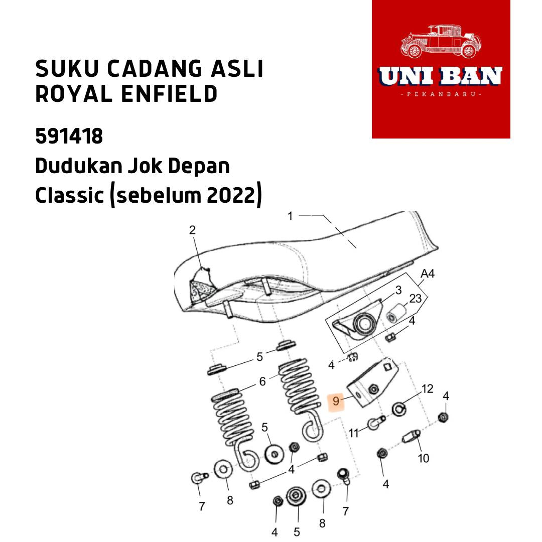 Dudukan Jok Depan Classic 591418 - Royal Enfield ASLI