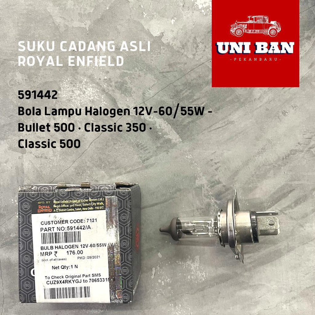 Lampu Halogen 12V 60/55W untuk Lampu Depan 591442 - Royal Enfield OEM