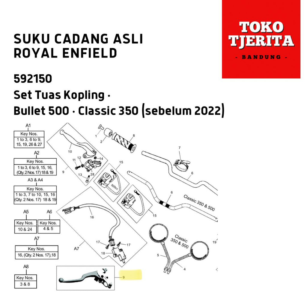 Set Tuas Kopling Bullet 500 Classic 350 592150 Royal Enfield ASLI