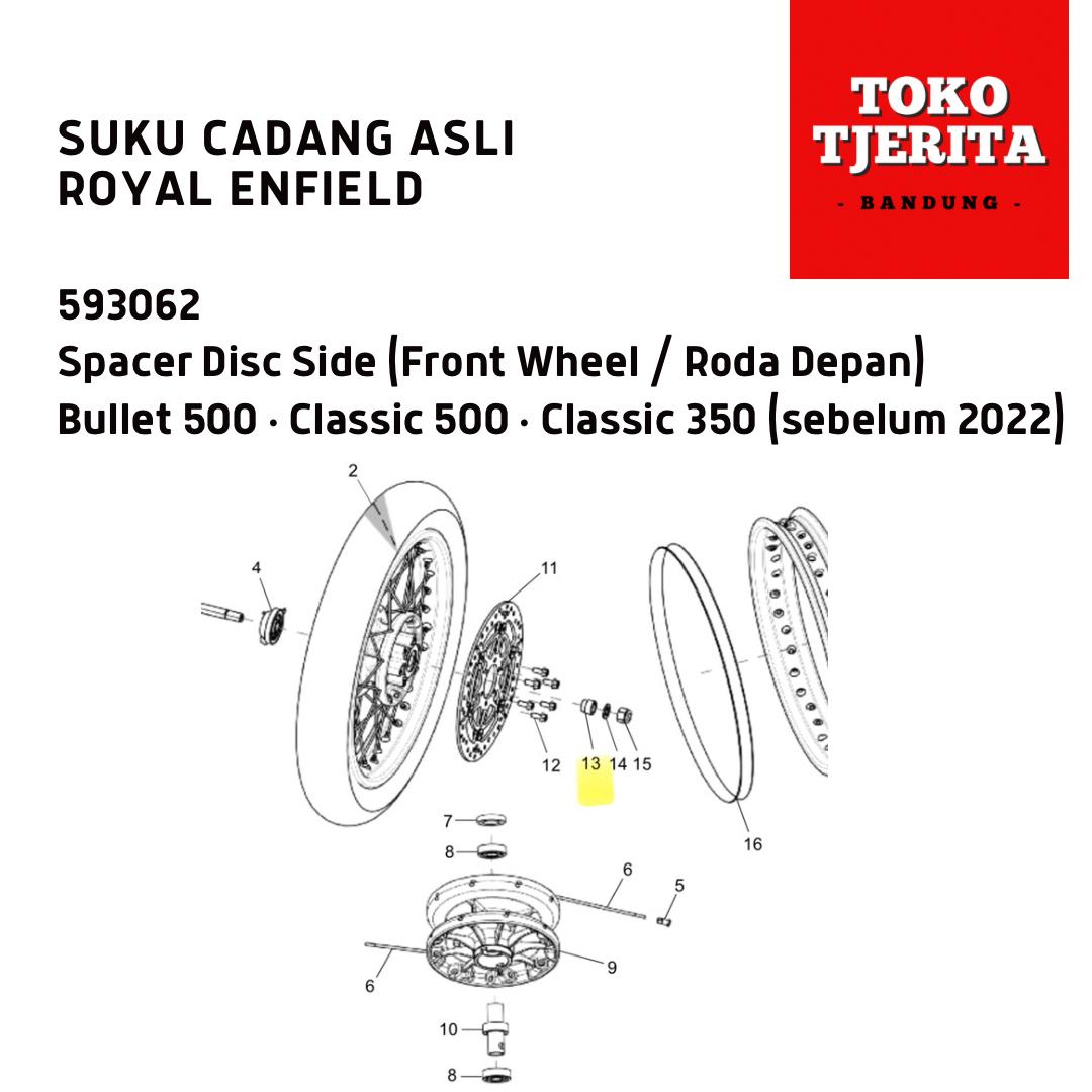 Spacer Disc Side Roda Depan (1 Buah) Classic 500 Continental GT 535 593062 - Royal Enfield ASLI