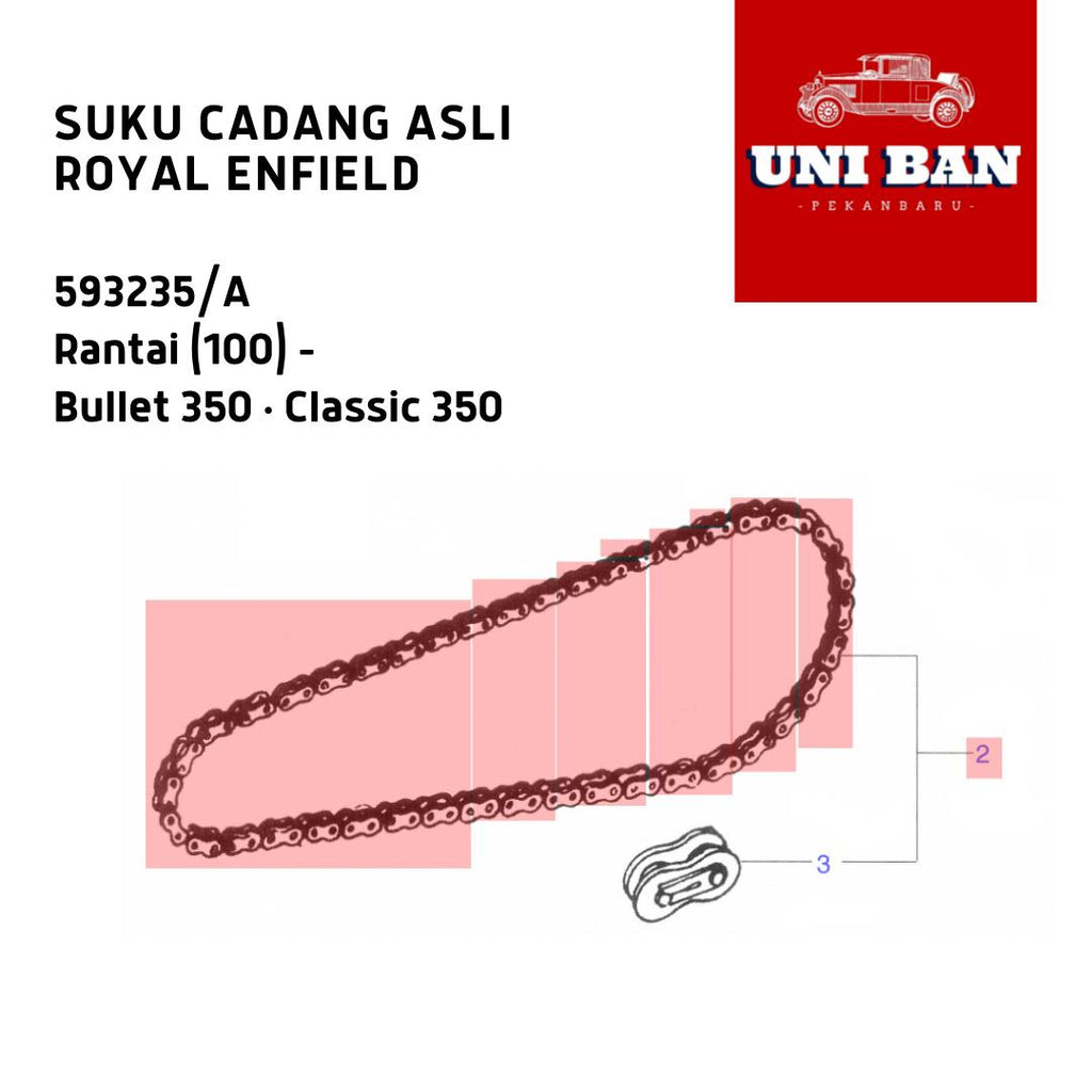 Rantai Belakang (100) Classic Bullet 350 593235 - Royal Enfield ASLI