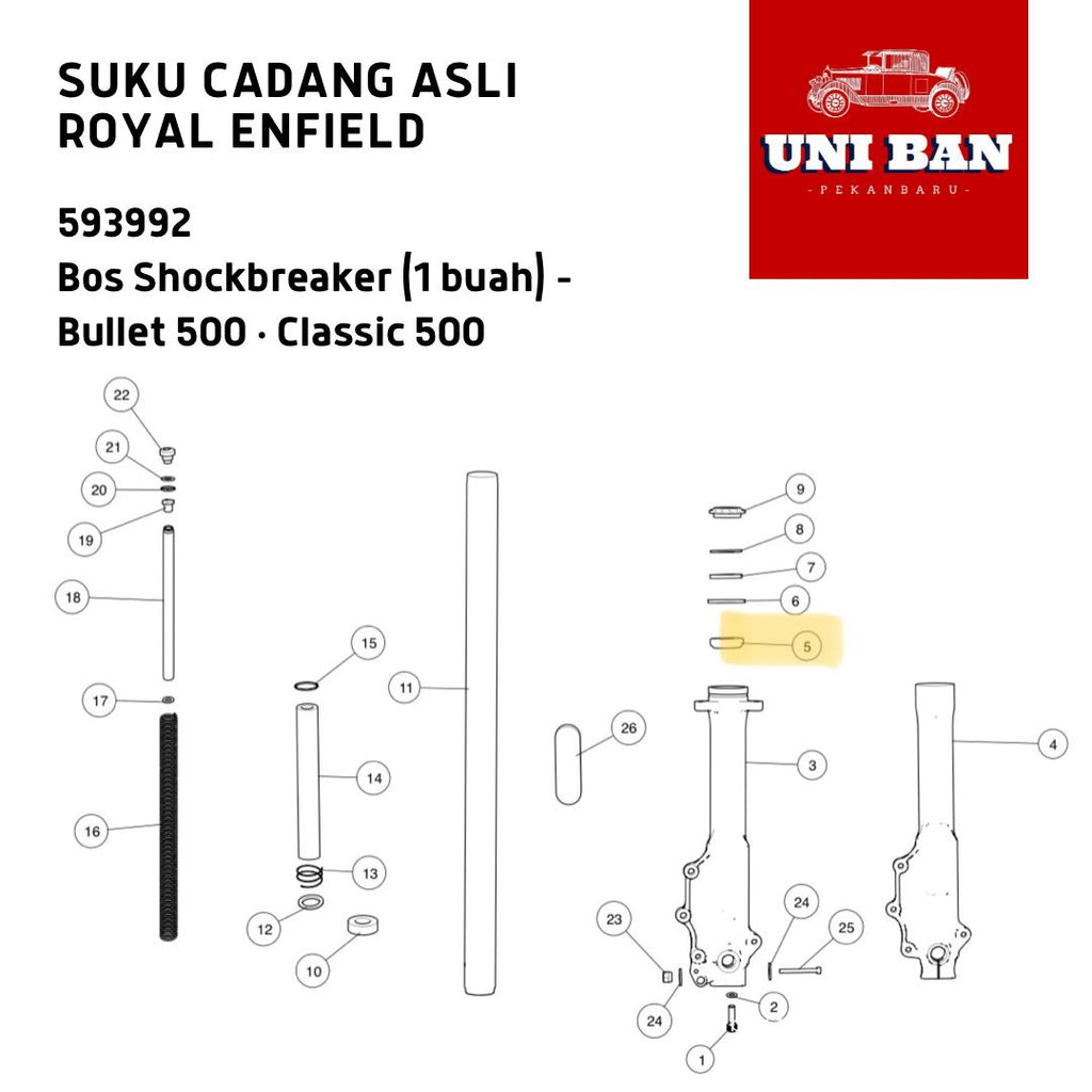 Bos Shockbreaker Bullet 500 Classic 500 593992 - Royal Enfield ASLI