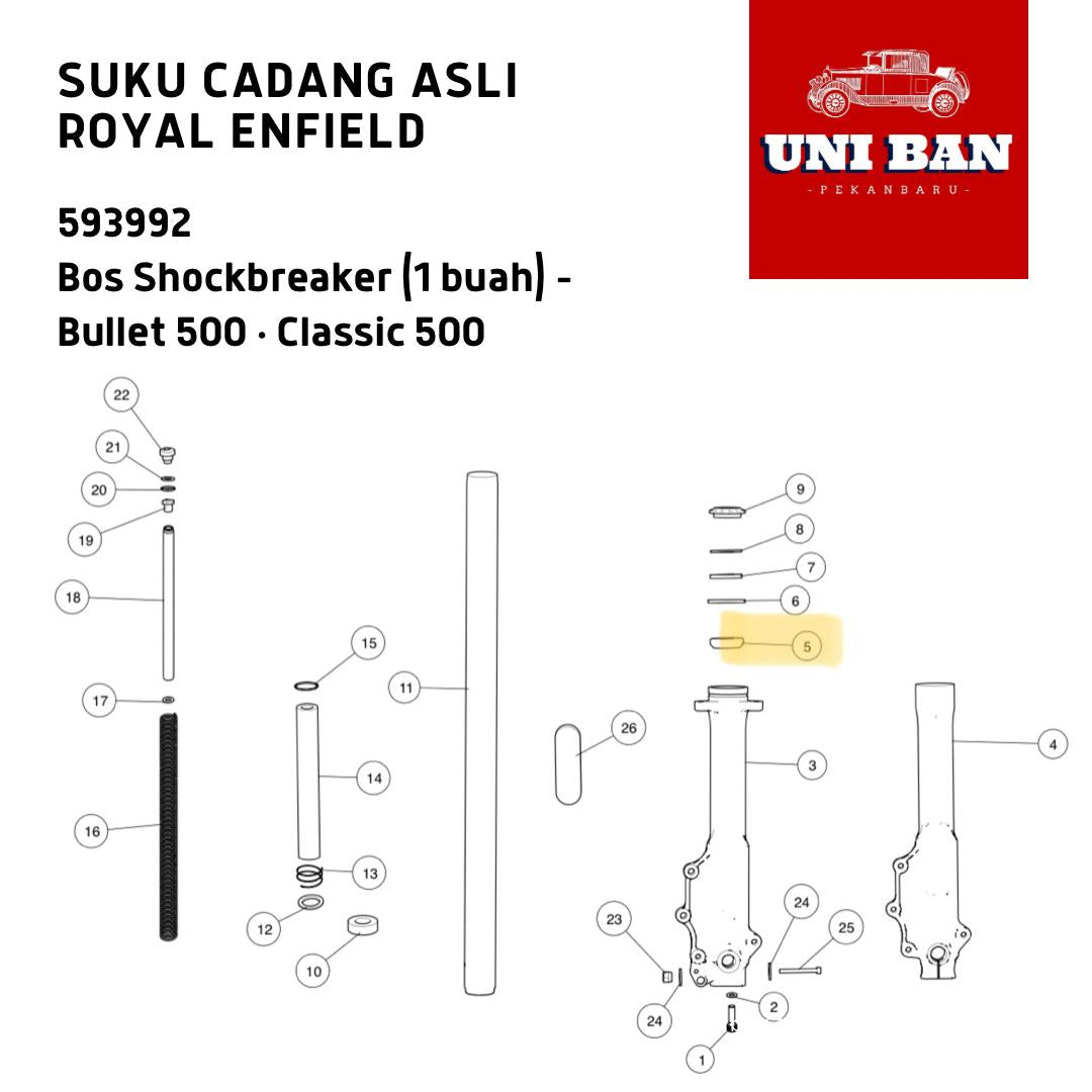 Bos Shockbreaker Bullet 500 Classic 500 593992 - Royal Enfield ASLI