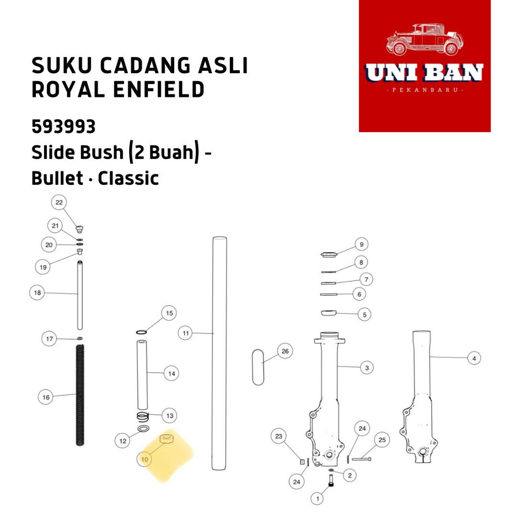 Slide Bush (2 Buah) Bullet Classic 593993 Bos Shock Royal Enfield ASLI