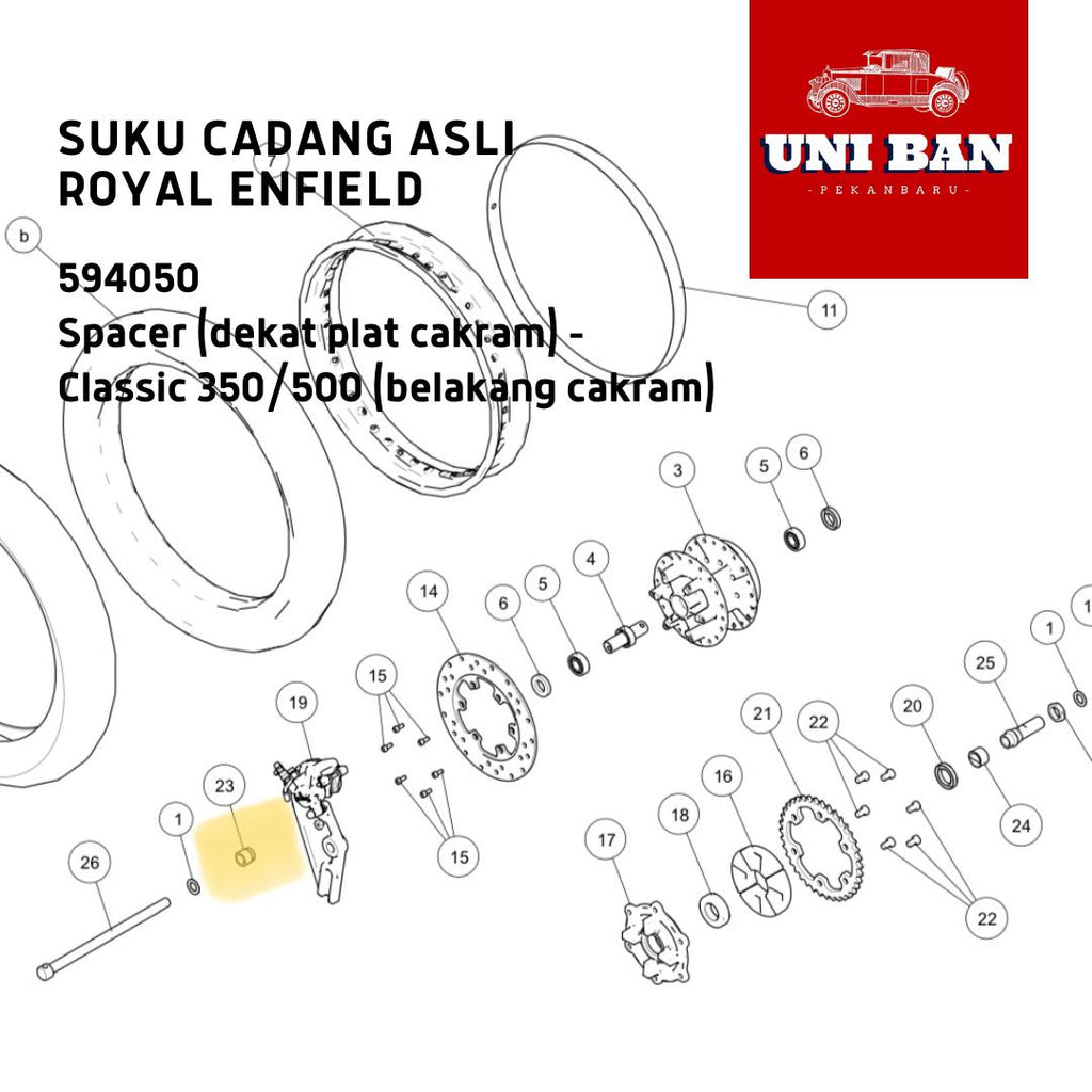 Spacer Roda Classic Belakang Cakram 594050 (1 Buah) Royal Enfield ASLI