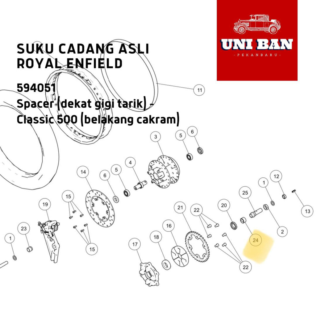 Spacer Roda Classic 500 Belakang Cakram 594051 - Royal Enfield ASLI