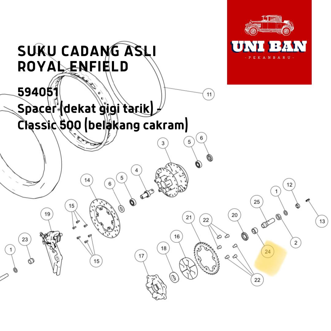 Spacer Roda Classic 500 Belakang Cakram 594051 - Royal Enfield ASLI