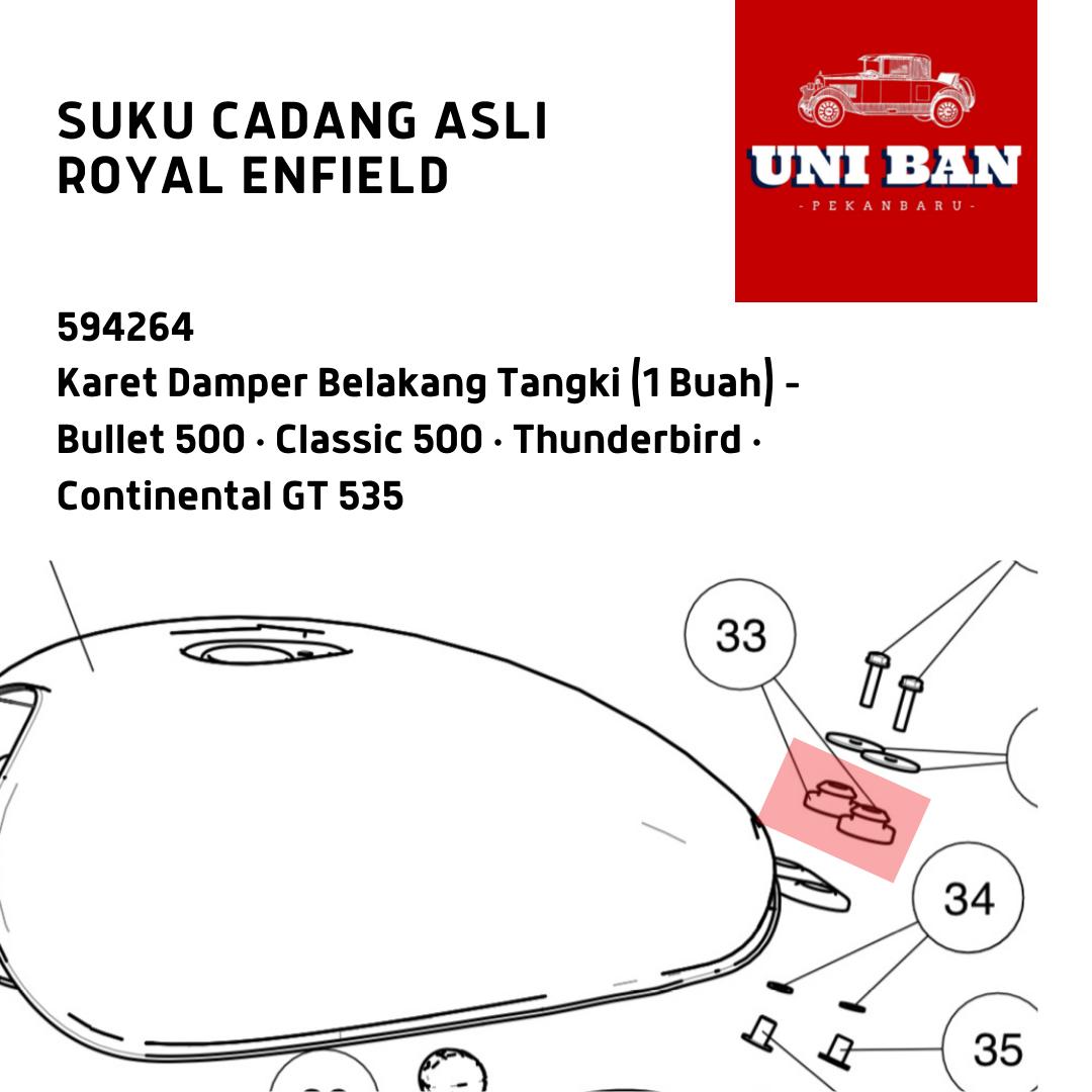 Karet Damper Belakang Tangki (1 Buah) 594264 Royal Enfield ASLI