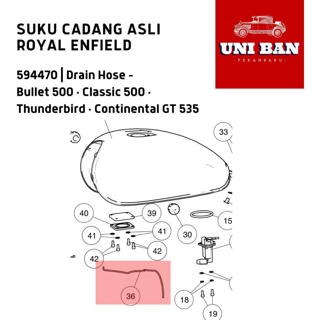 Drain Hose 594470 Selang Kuras / Classic Bullet - Royal Enfield ASLI