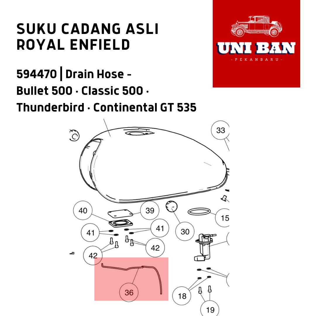 Drain Hose 594470 Selang Kuras / Classic Bullet - Royal Enfield ASLI