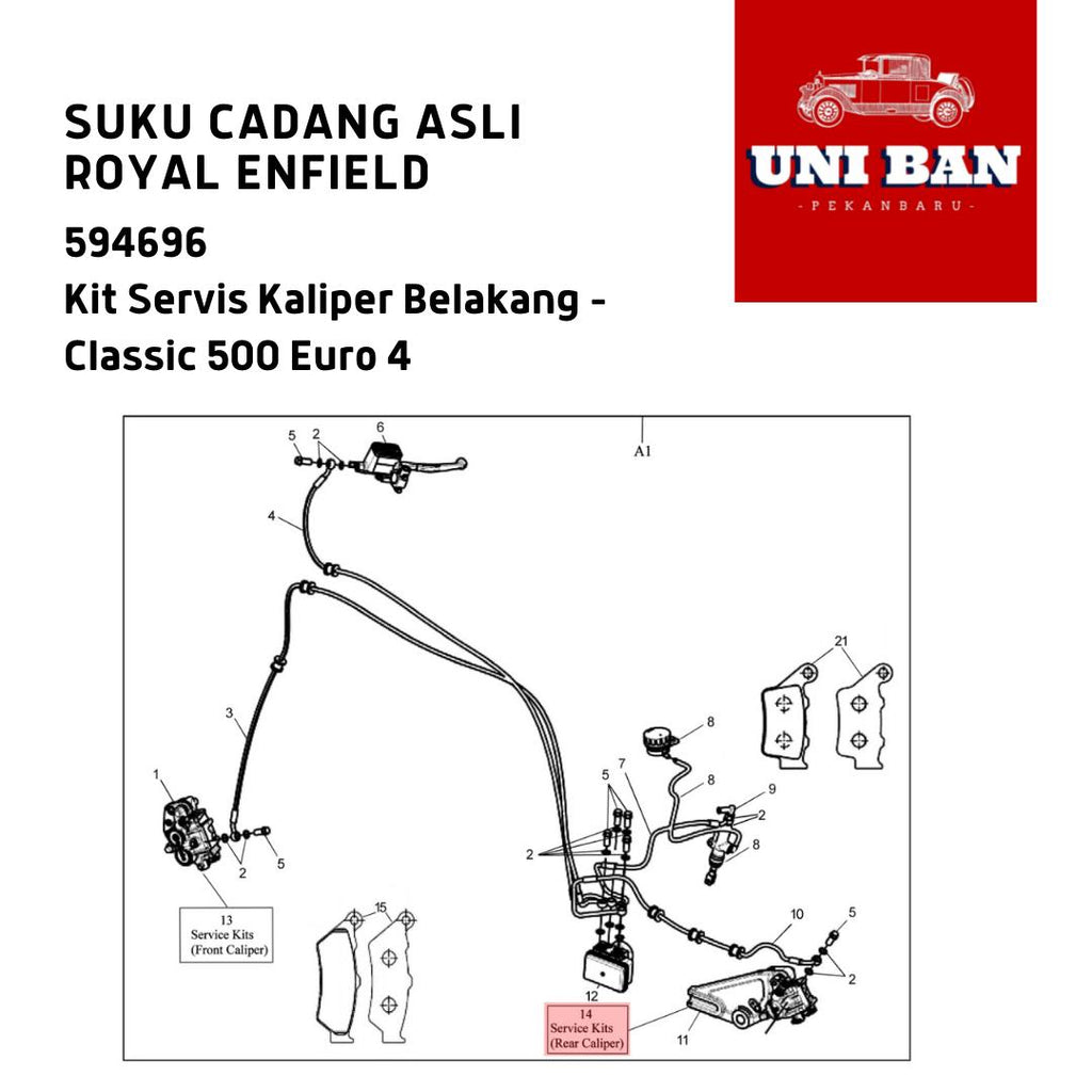 Kit Servis Kaliper Belakang ABS Classic 500 E4 594696 - Royal Enfield