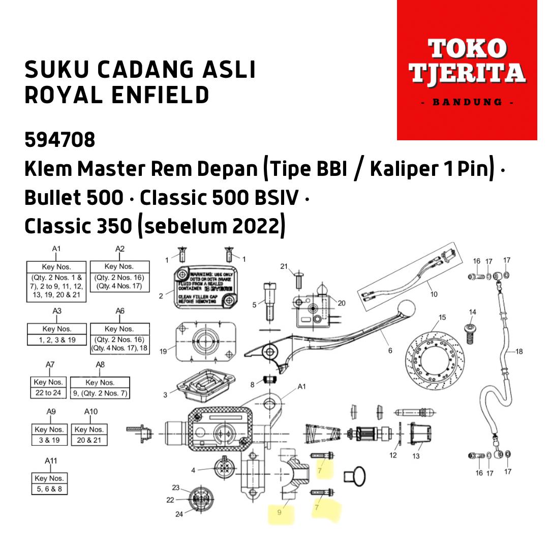 Klem Master Rem Depan Bullet 500 Classic 500 594708 Royal Enfield ASLI