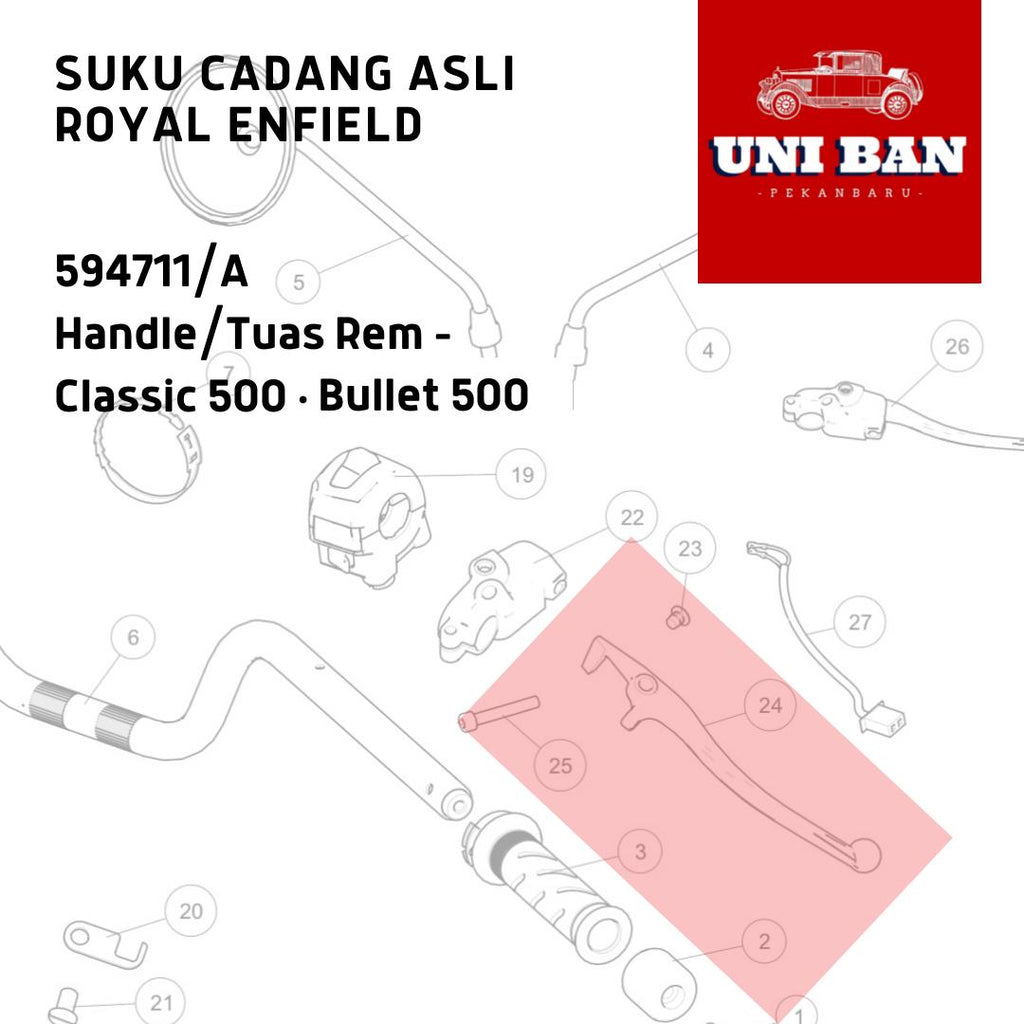 Handle Rem 594711/A Handel Tuas Kanan Classic - Royal Enfield ASLI