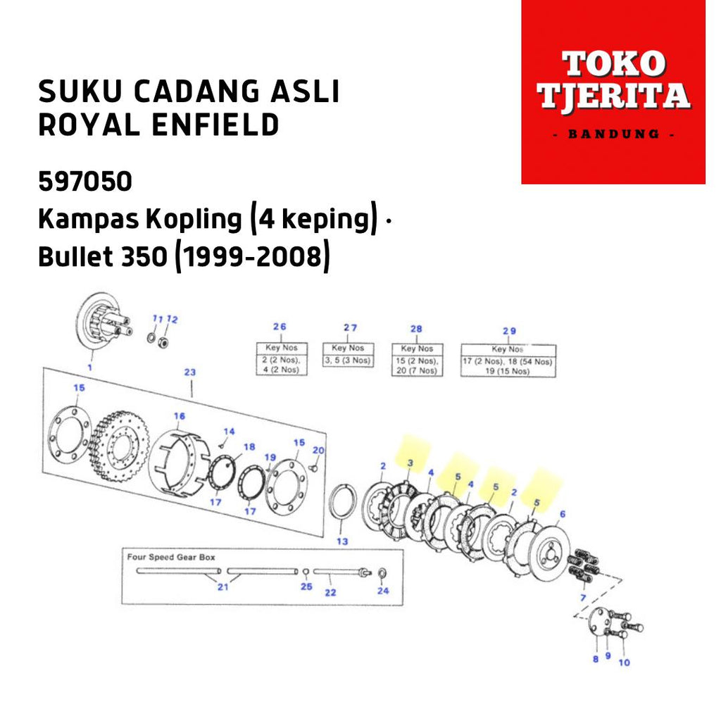 Set Kampas Kopling 597050 Bullet 350 1999-2008 - Royal Enfield ASLI