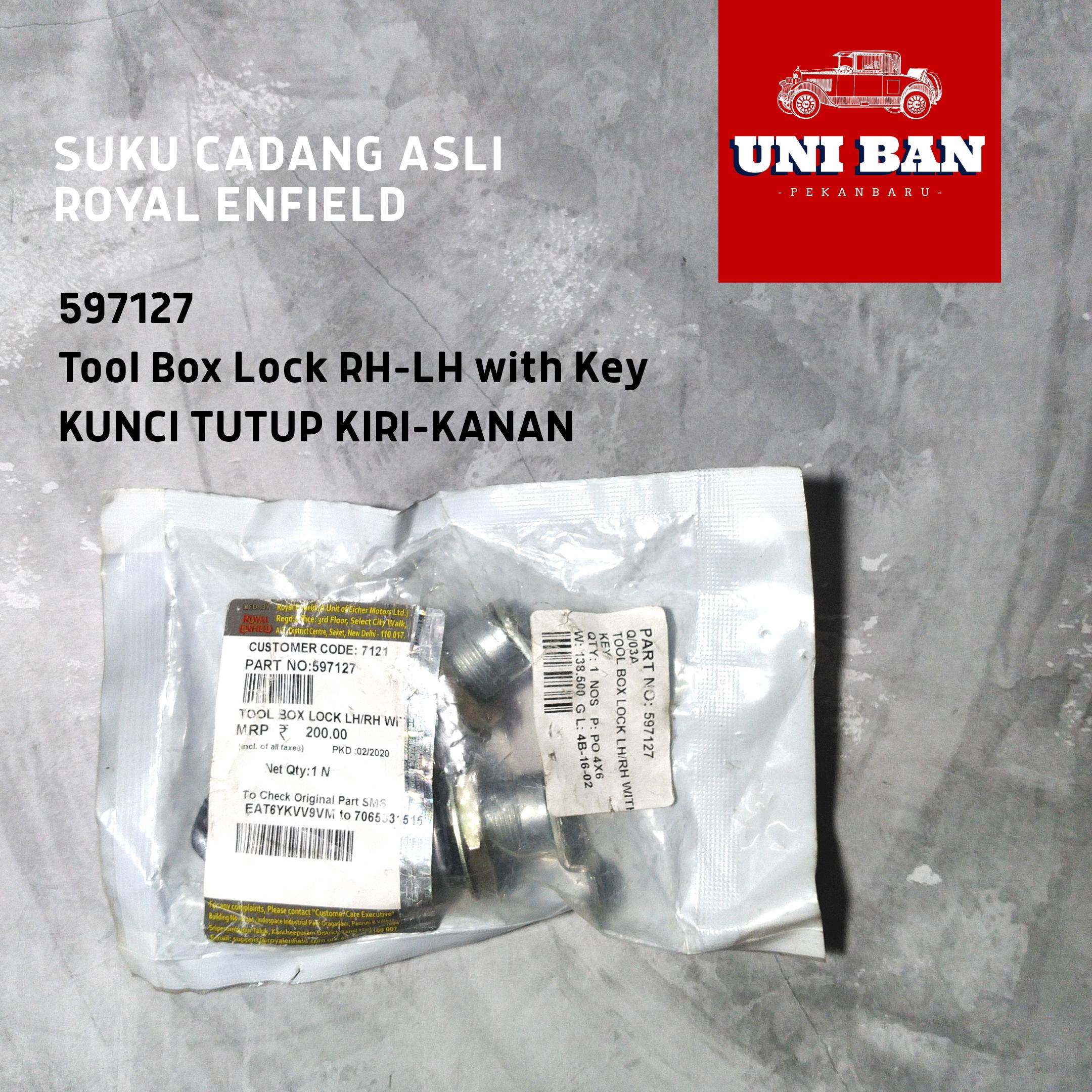 597127 Kunci Tutup Kiri Kanan Asli Royal Enfield / Tool Box Lock RH/LH
