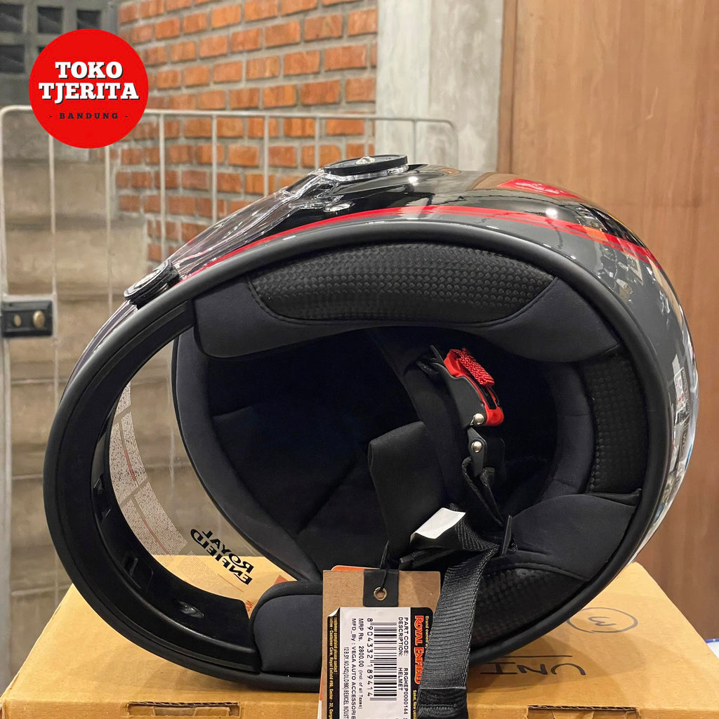 Helm Full Face Hitam Abu-Abu Merah RRGHEP0000144 - Royal Enfield ASLI