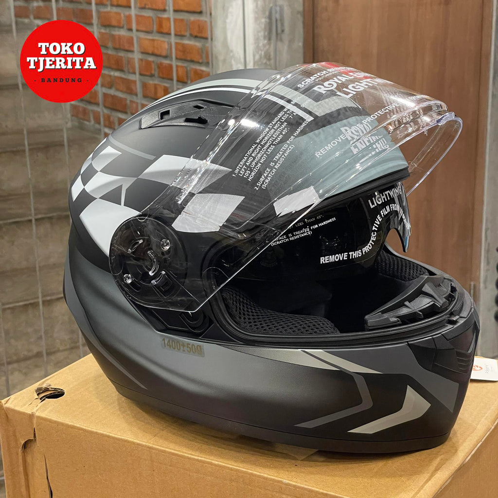 Helm Full Face Hitam Abu-abu Dof RRGHEP000436 - Royal Enfield ASLI