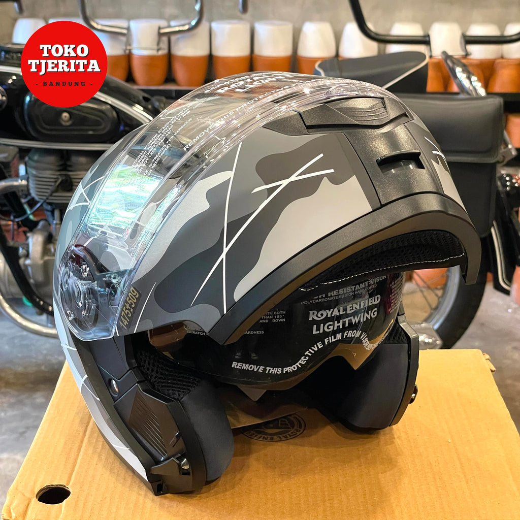 Helm Full Face Modular Abu-abu XL RRGHEP000595 - Royal Enfield ASLI