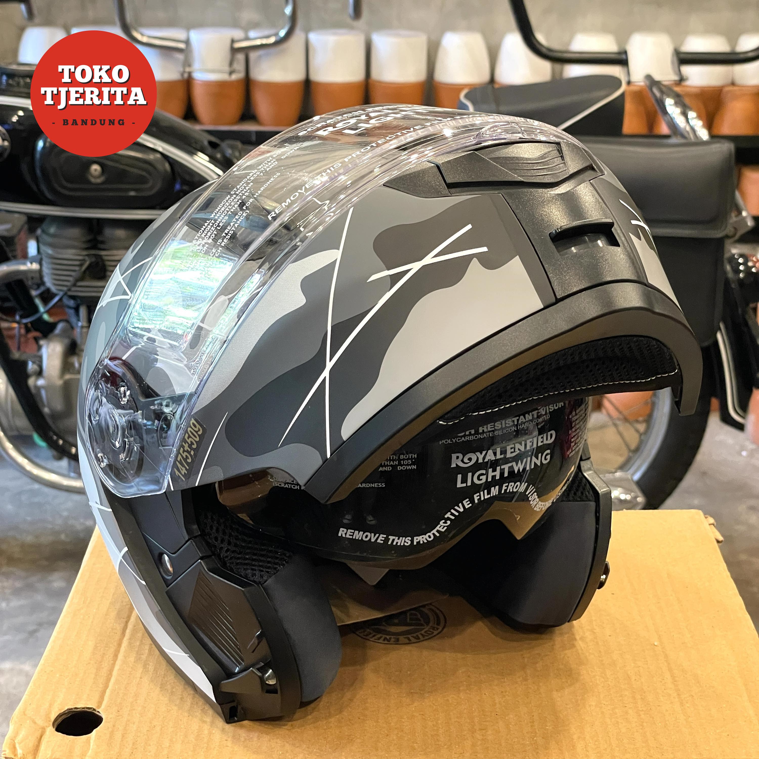 Helm Full Face Modular Abu-abu XL RRGHEP000595 - Royal Enfield ASLI