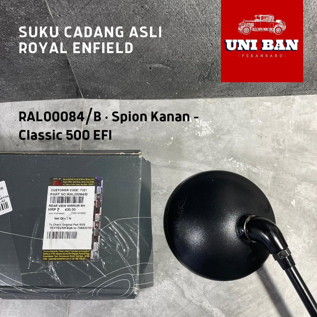 Spion Hitam Classic 500 Bullet Classic Reborn 350 RAL00084 (Kanan) atau RAL00085 (Kiri) - Royal Enfield ASLI