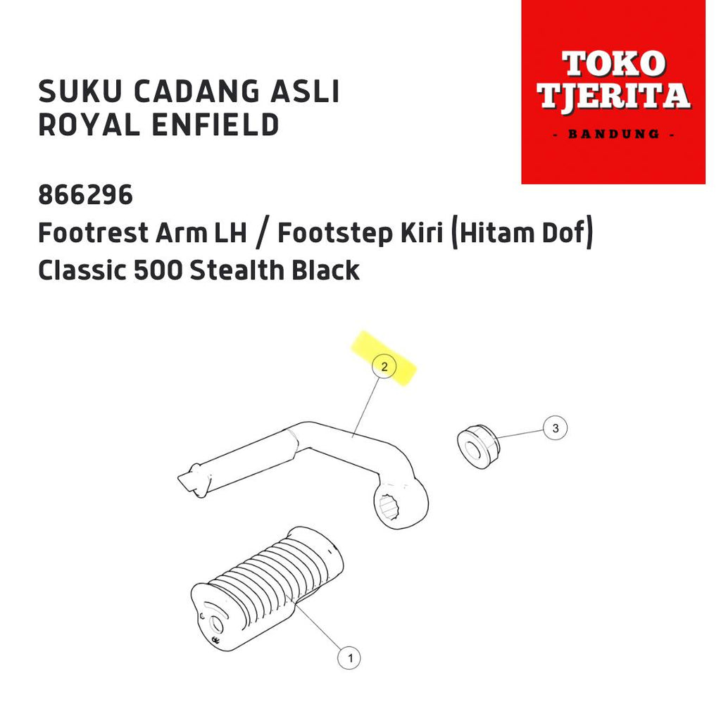 Footrest Arm Footstep Kiri Hitam Dof Classic 500 Stealth Black 866296 - Royal Enfield ASLI