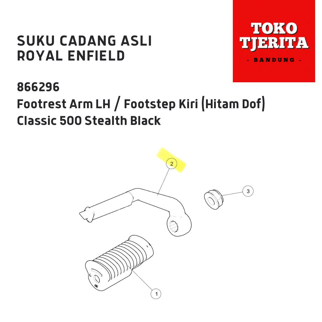 Footrest Arm Footstep Kiri Hitam Dof Classic 500 Stealth Black 866296 - Royal Enfield ASLI
