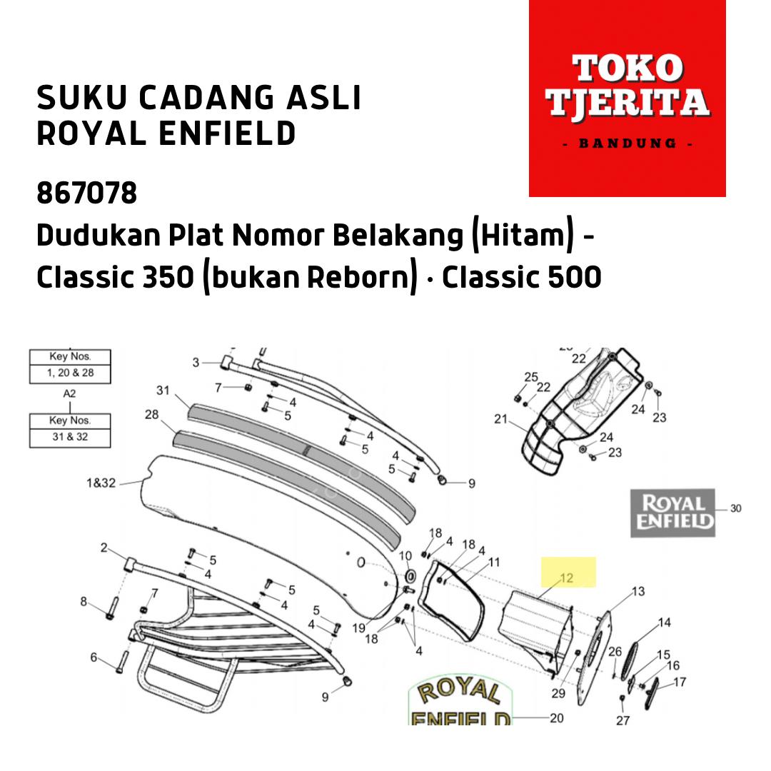 Dudukan Plat dan Lampu Belakang Classic 867078 - Royal Enfield ASLI