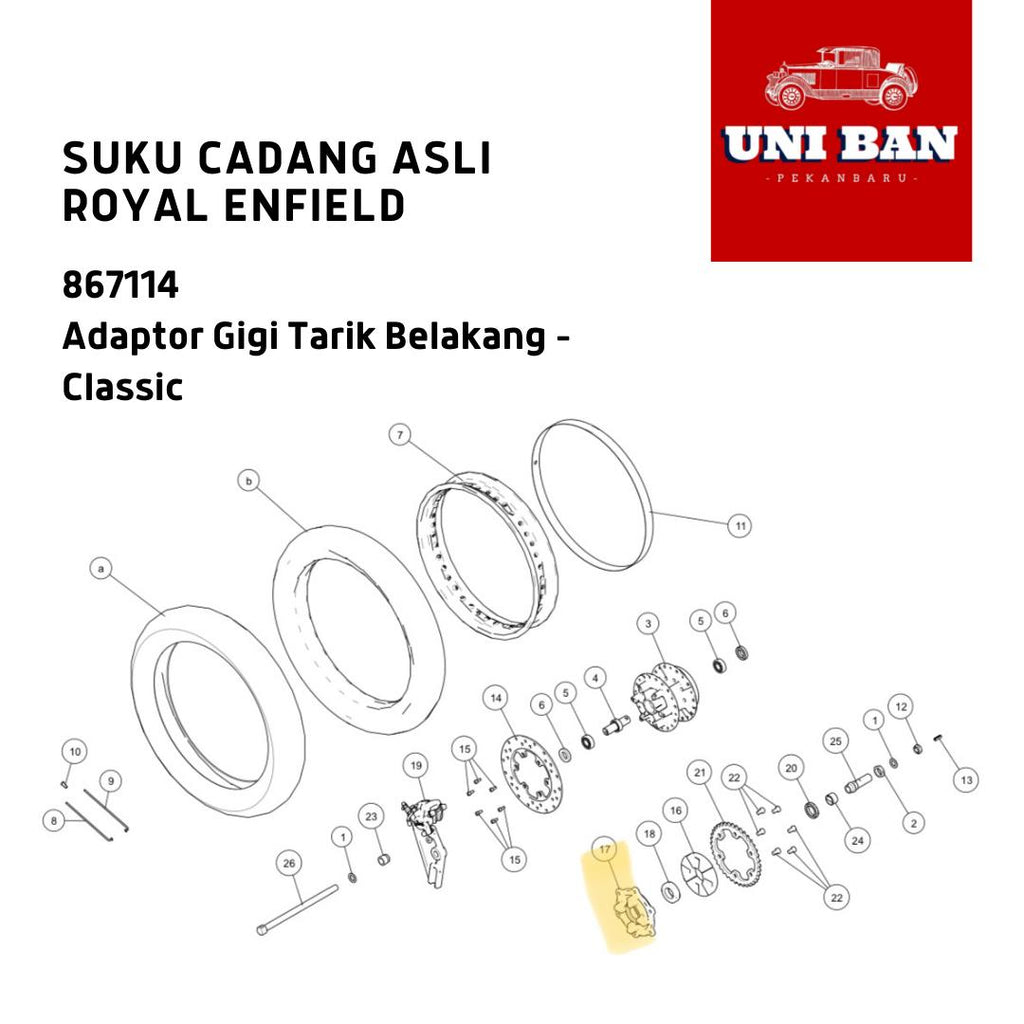 Adaptor Gigi Tarik Belakang Classic 867114 - Royal Enfield ASLI