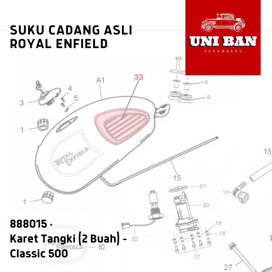 Karet Tangki Classic 350 500 / Thigh Pad 888015 - Royal Enfield ASLI