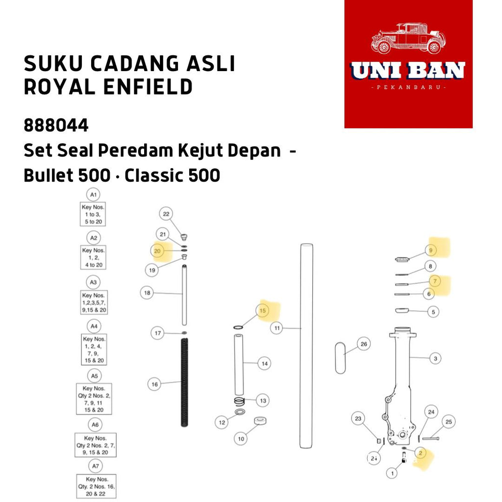 Set Seal Shockbreaker Depan Classic 500 888044 - Royal Enfield ASLI