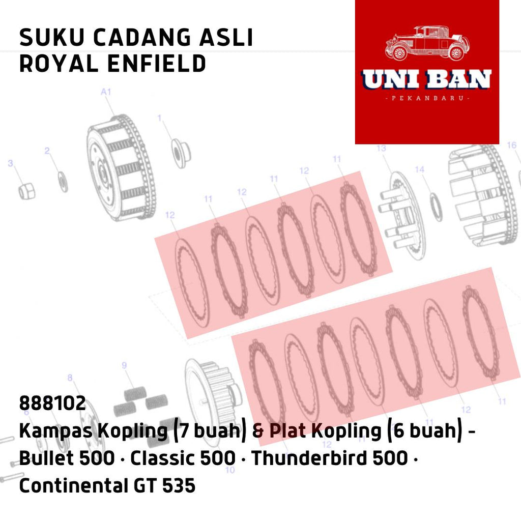 Kampas Kopling (Clutch Friction Kit) Asli Genuine Royal Enfield 888102