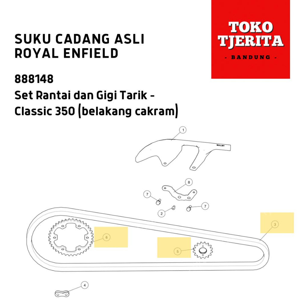 Set Rantai Gigi Tarik Classic 350 Belakang Cakram 888148 Royal Enfield