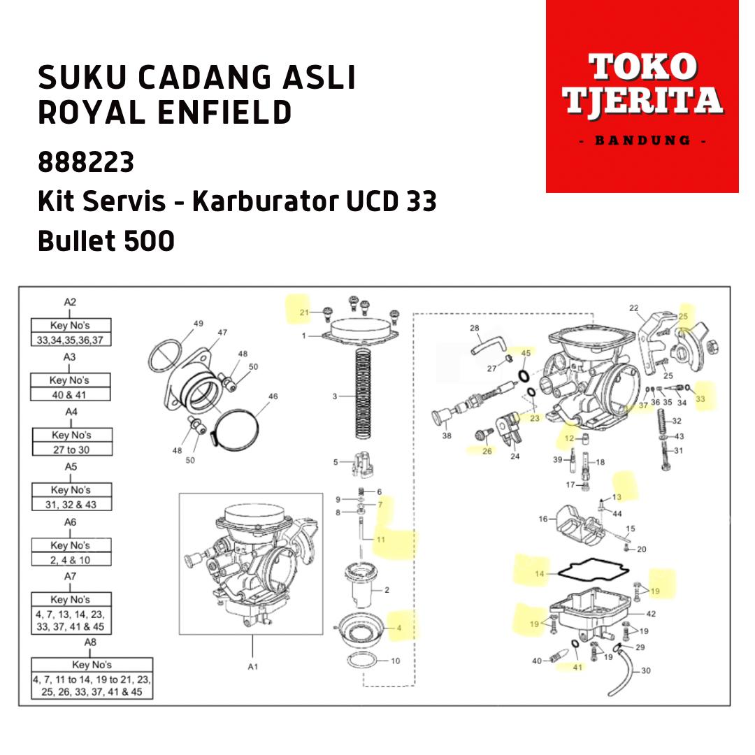 Kit Servis Karburator UCD 33 Bullet 500 888223 - Royal Enfield ASLI