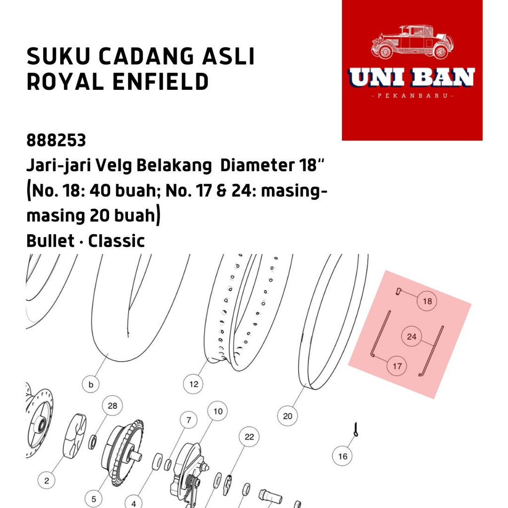 Jari-jari Velg 18" Classic 888253 - Royal Enfield ASLI