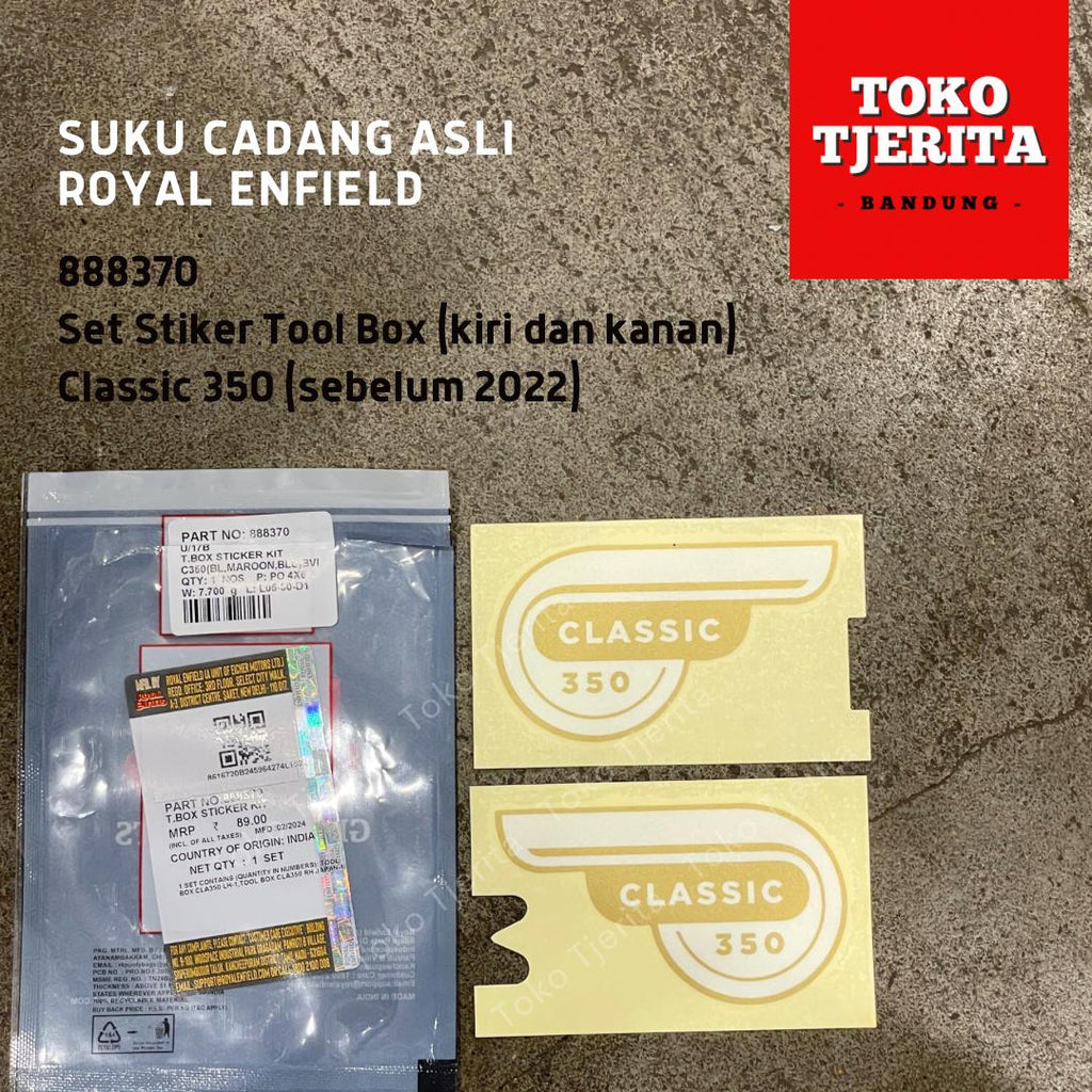 Stiker Kotak Kiri Kanan (2 Lembar) Classic 350 888370 - Royal Enfield ASLI