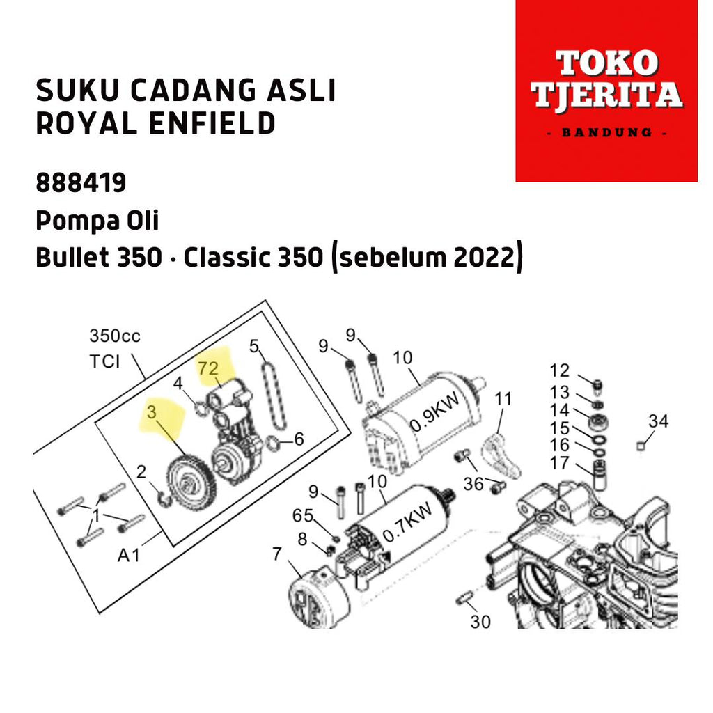 Pompa Oli Bullet 350 Classic 350 Karburator 888419 Royal Enfield ASLI