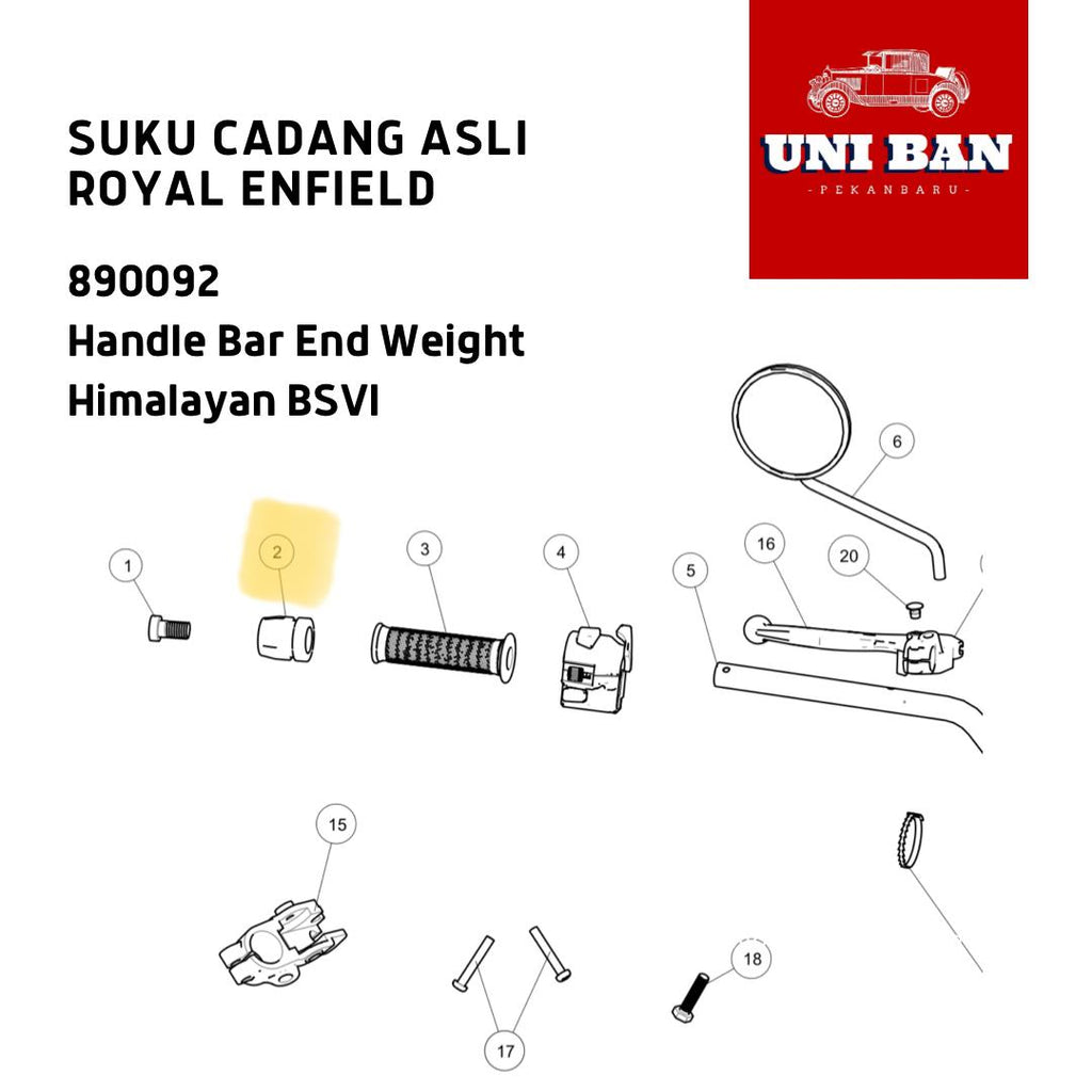 Jalu Stang Handle Bar Weight End Himalayan 890092 - Royal Enfield ASLI