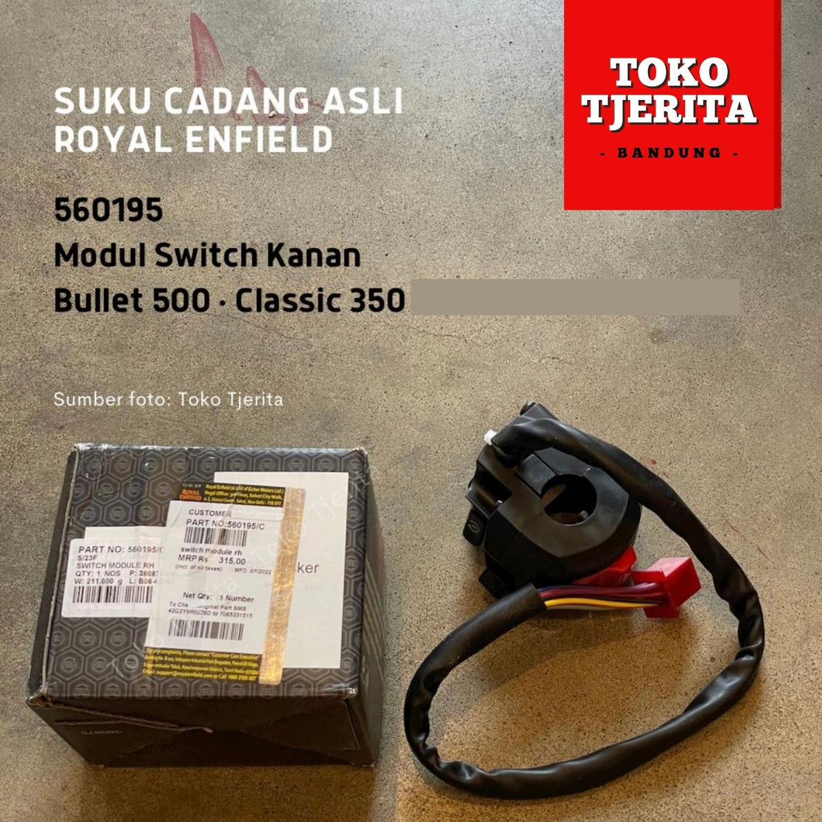 Modul Switch Kanan 560195 Classic 350 Bullet 500 - Royal Enfield ASLI