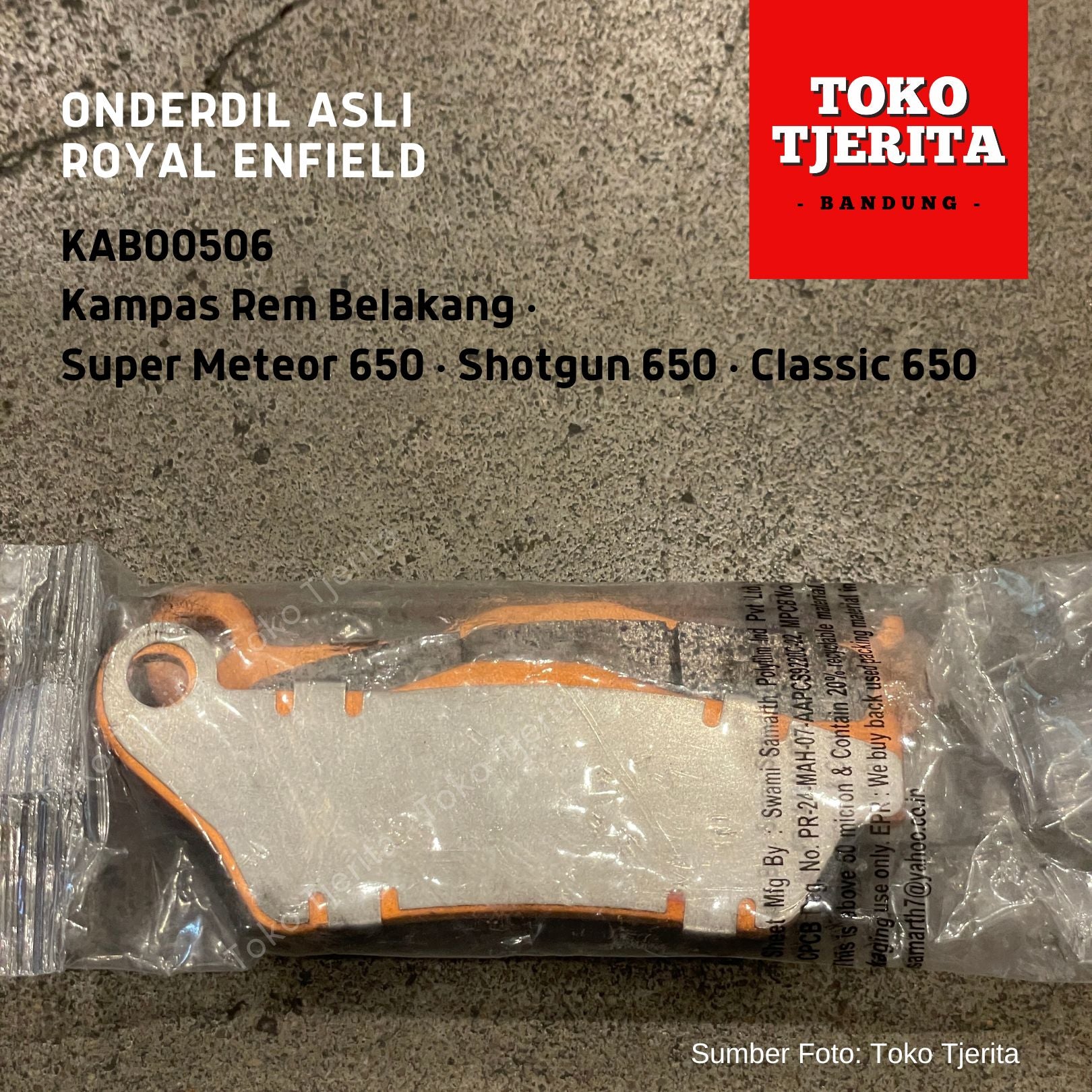 Kampas Rem Belakang KAB00506 Super Meteor 650, Shotgun 650, Classic 650 - Royal Enfield (ASLI)
