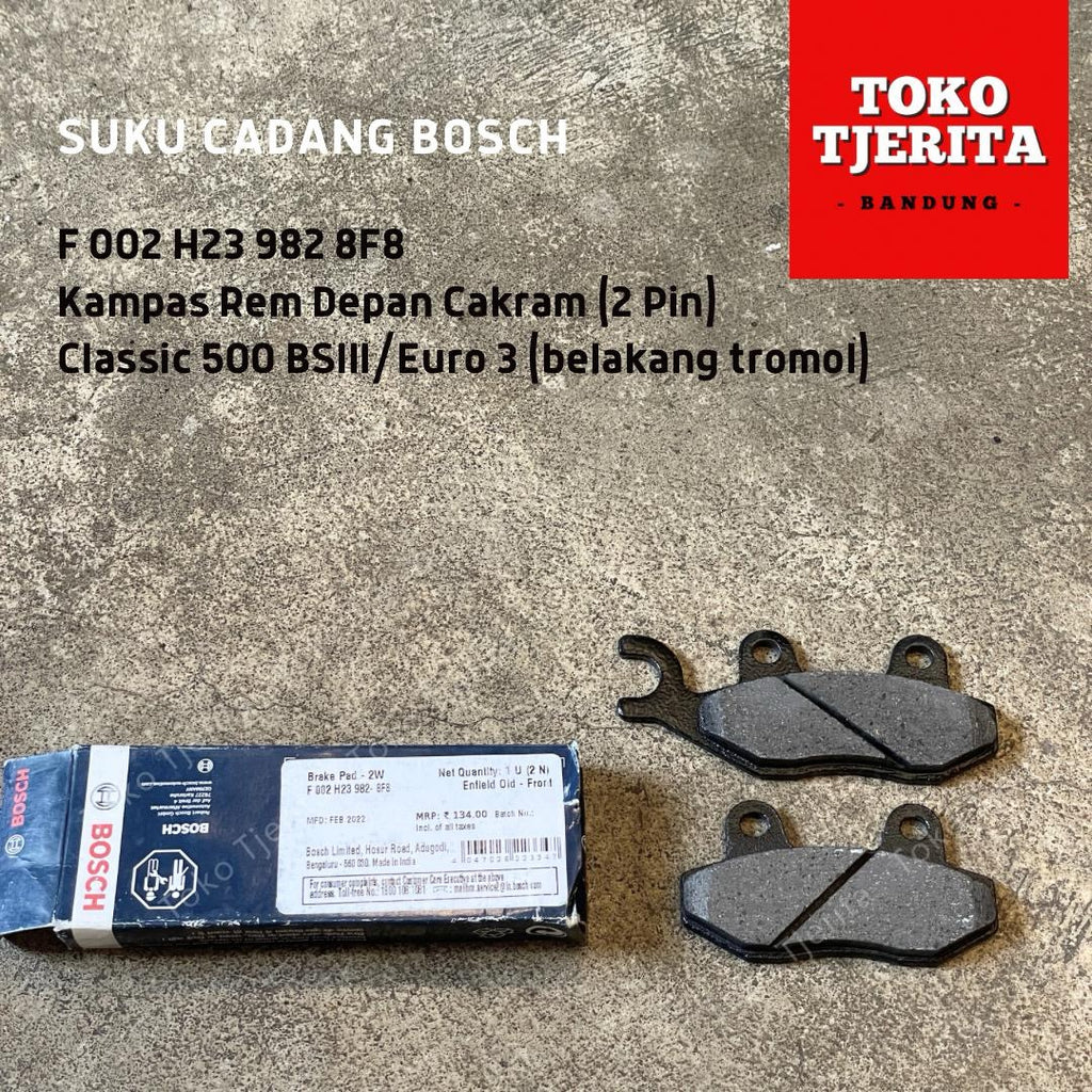 Kampas Rem Depan Cakram 2 Pin (Tipe Pricol) Classic 500 Belakang Tromol - BOSCH F002 H23982 8F8