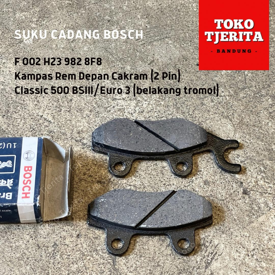 Kampas Rem Depan Cakram 2 Pin (Tipe Pricol) Classic 500 Belakang Tromol - BOSCH F002 H23982 8F8