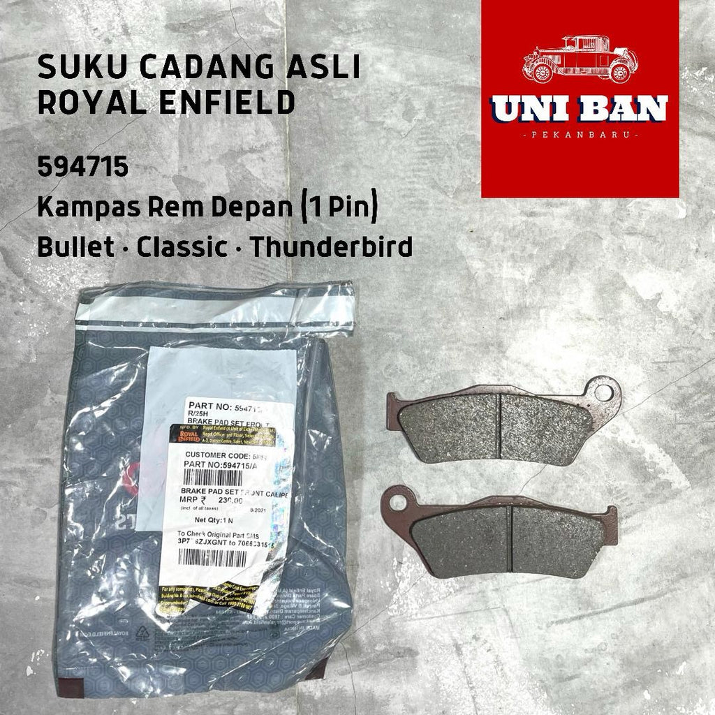 Kampas Rem Depan Cakram Tipe 1 Pin Classic 350 (sebelum 2022), Classic 500 Belakang Cakram, Himalayan 411 594715 - Royal Enfield (ASLI)