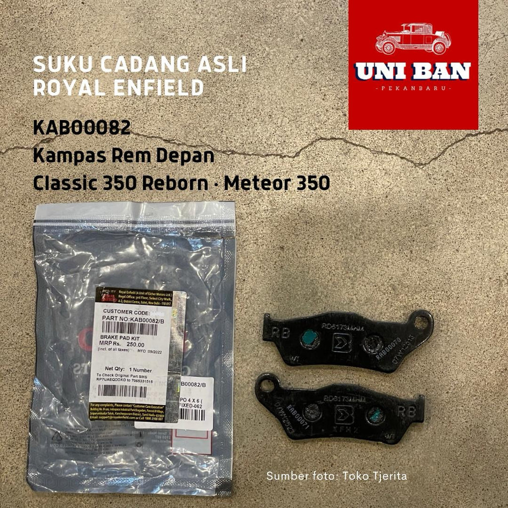 Kampas Rem Depan Bullet/Classic Reborn, Meteor, Hunter 350 KAB00082 - Royal Enfield (ASLI)