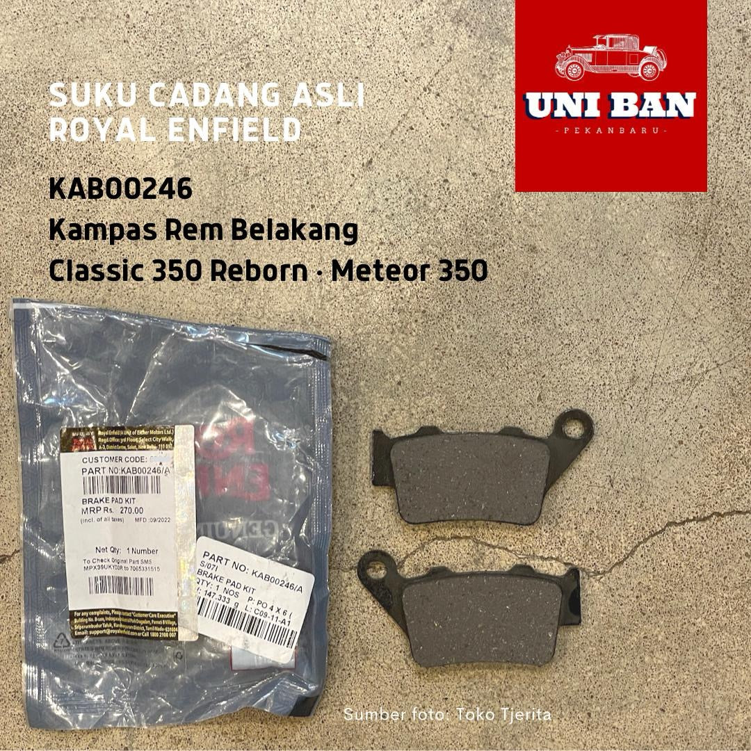 Kampas Rem Belakang Bullet/Classic Reborn, Meteor, Hunter 350 KAB00246 - Royal Enfield (ASLI)