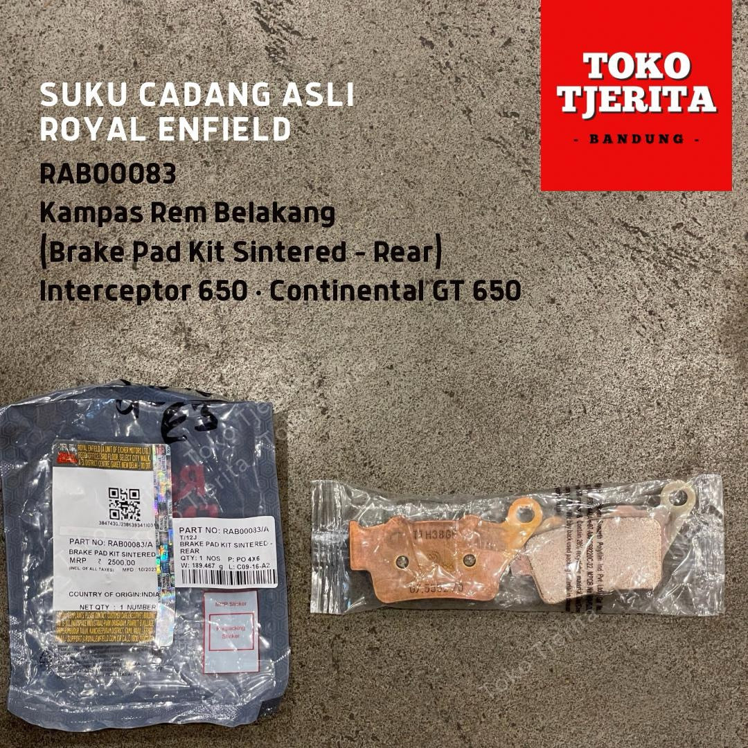 Kampas Rem Belakang Interceptor, Continental GT 650 RAB00083 - Royal Enfield (ASLI)