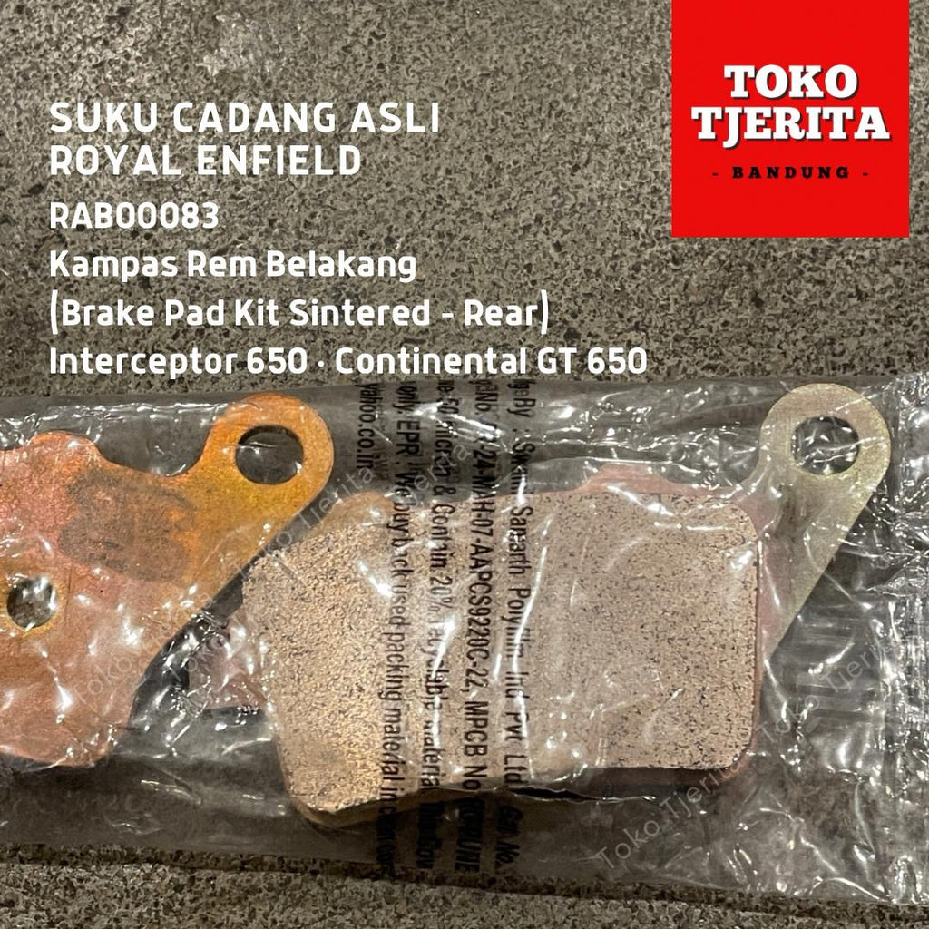 Kampas Rem Belakang Interceptor, Continental GT 650 RAB00083 - Royal Enfield (ASLI)