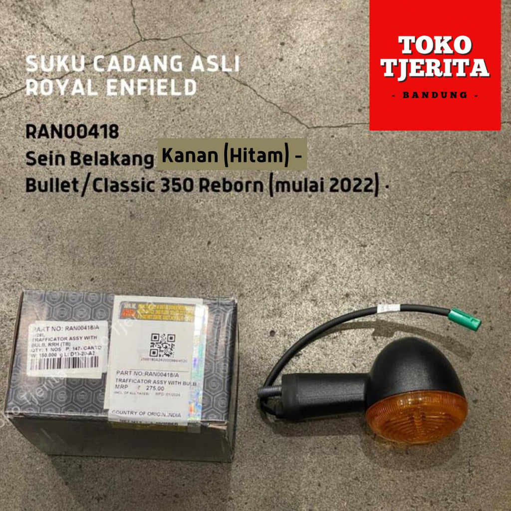 Lampu Sein Hitam (1 Buah) Classic 350 Reborn - Royal Enfield ASLI