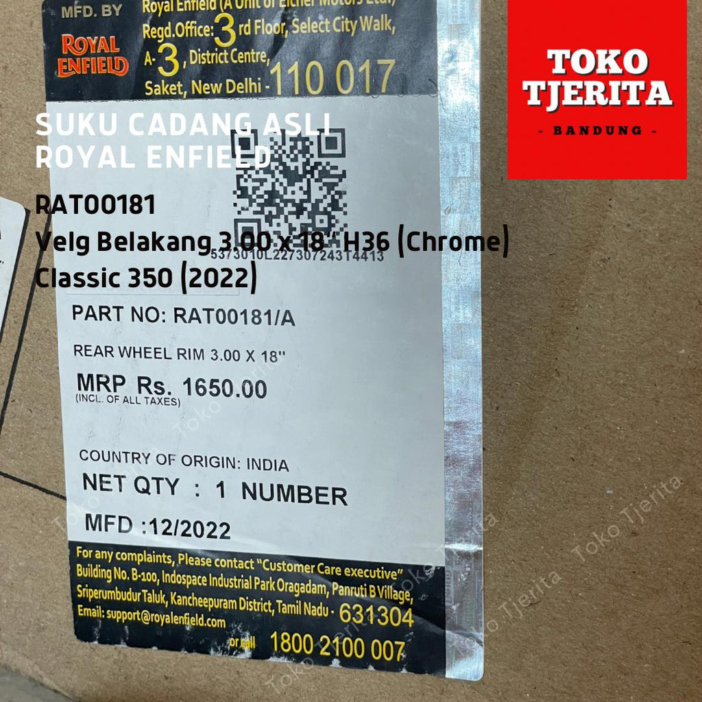 Velg Belakang 18" Chrome Classic Reborn RAT00181 - Royal Enfield ASLI